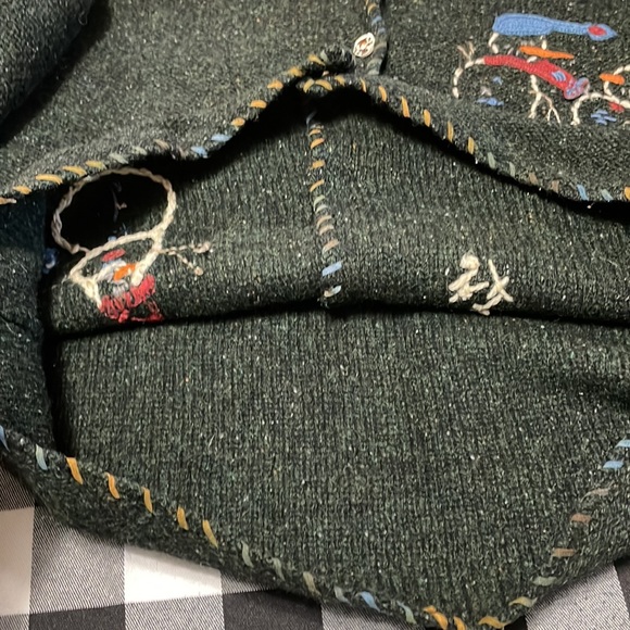 Woolrich Pure New WOOL Button Christmas Snowmen Sweater Tree Snowflakes Cardigan - Picture 11 of 13